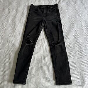 American Eagle Outfitters Super Hi-Rise Black Skinny Jeans Distressed